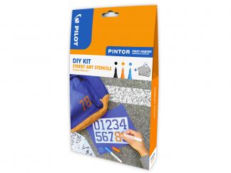 DIY Stencils Kit van 3 - Pilot Pintor  - Marker - Zwart, Oranje, Lichtblauw - Fijne penpunt