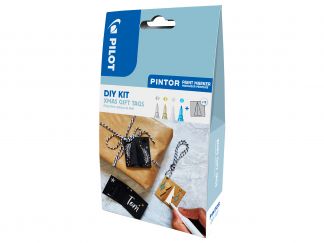 DIY Xmas geschenk label Kit van 4 - Pilot Pintor  - Marker - Zilver, Goud, Wit en Metal Blauw - Fijne penpunt